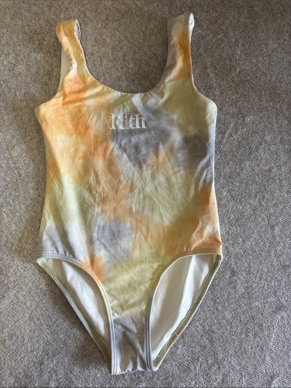 Kith Pastel Tie-Dye One-Piece Swimsuit in Yellow, Orange & Gray